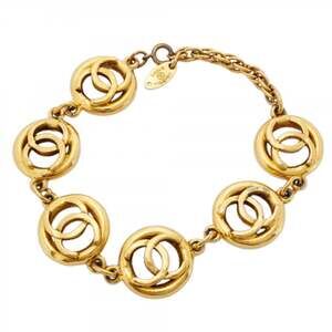 CHANEL Gold Logo Charm Bracelet